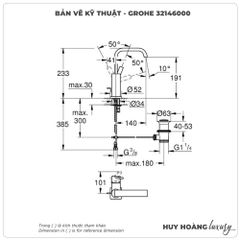 Vòi lavabo nóng lạnh GROHE 32146000 size L