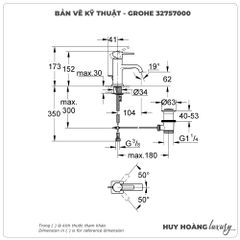 Vòi lavabo nóng lạnh GROHE 32757000 size M