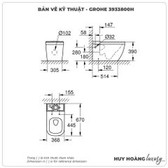 Thân bồn cầu GROHE 2 khối 3933800H