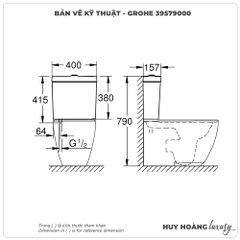 Két nước bồn cầu 2 khối GROHE 39579000