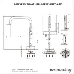 Vòi sen xả bồn tắm KOHLER K-10129T-4-CP đặt sàn