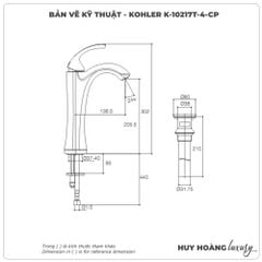 Vòi lavabo nóng lạnh KOHLER K-10217T-4-CP