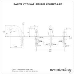Vòi lavabo nóng lạnh 3 lỗ KOHLER K-10272T-4-CP