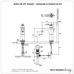 Vòi lavabo nóng lạnh KOHLER K-12184T-B-CP