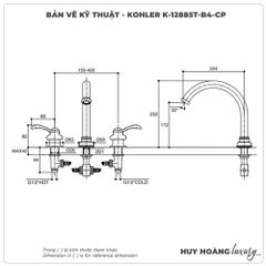 Vòi sen xả bồn tắm 3 lỗ KOHLER K-12885T-B4-CP