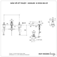 Vòi lavabo nóng lạnh 3 lỗ KOHLER K-13132-3B-CP