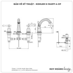 Vòi lavabo nóng lạnh 3 lỗ KOHLER K-13491T-4-CP