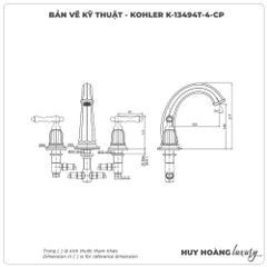 Vòi lavabo nóng lạnh 3 lỗ KOHLER K-13494T-4-CP