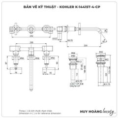 Vòi lavabo gắn tường KOHLER Purist K-14415T-4-CP