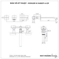 Vòi chậu rửa mặt gắn tường KOHLER Loure K-14602T-4-CP