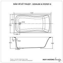 Bồn tắm xây KOHLER K-17270T-0