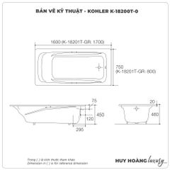 Bồn tắm xây KOHLER K-18200T-0