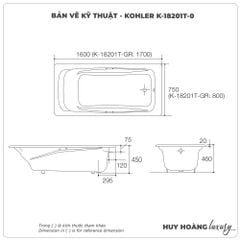Bồn tắm xây KOHLER K-18201T-0