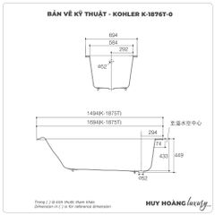 Bồn tắm xây KOHLER K-1876T-0