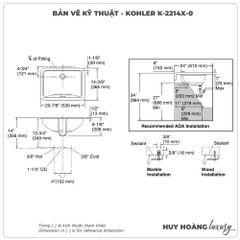 Lavabo âm bàn LADENA KOHLER K-2214X-0