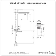 Vòi lavabo nóng lạnh KOHLER K-25103T-4-CP