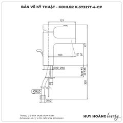 Vòi lavabo nóng lạnh KOHLER K-37327T-4-CP