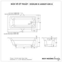 Bồn tắm xây KOHLER K-45592T-GR1-0