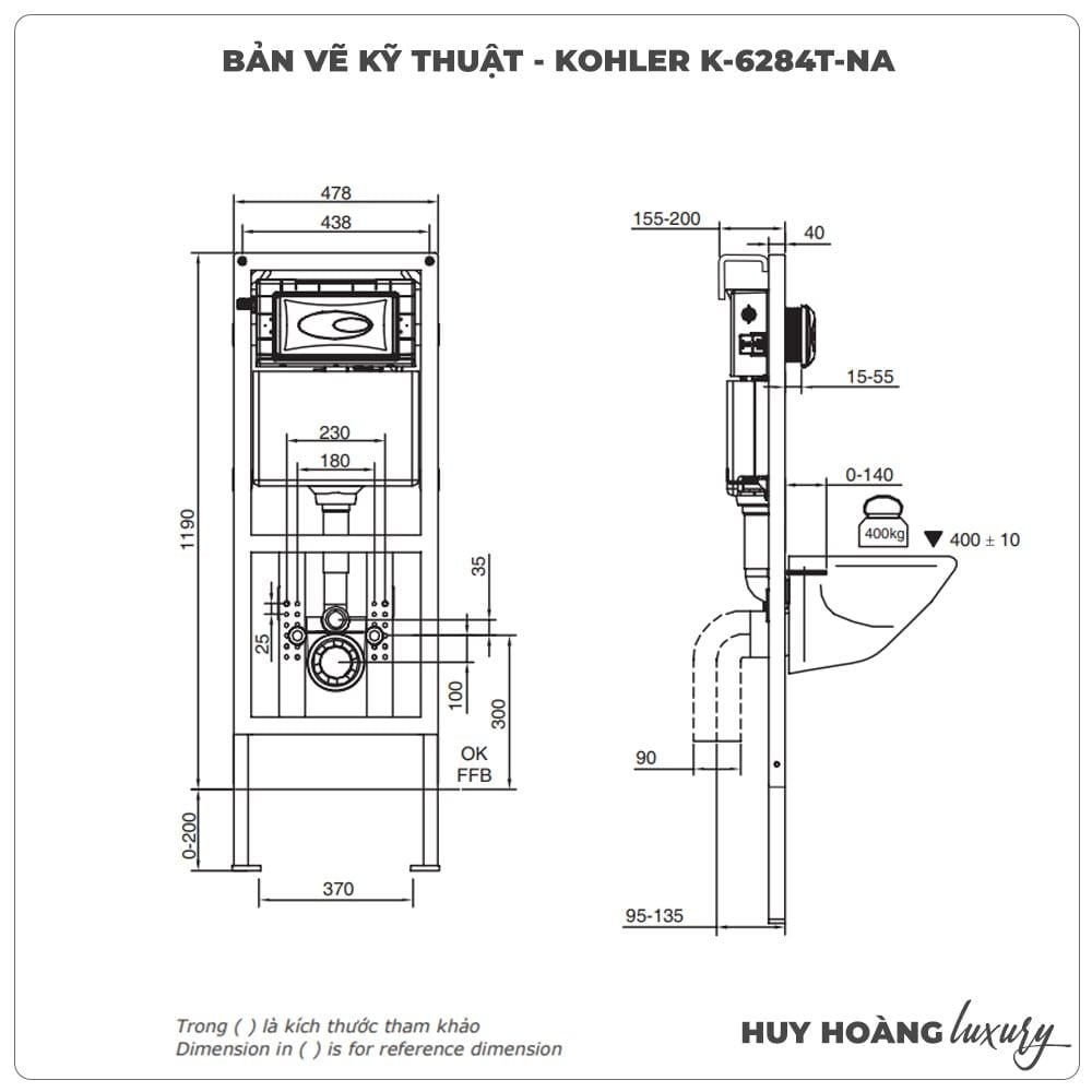 Két nước âm tường KOHLER K6284TNA chính hãng Tổng kho giá sỉ