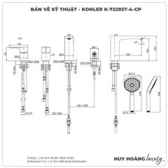 Vòi sen xả bồn tắm KOHLER K-72292T-4-CP 3 lỗ