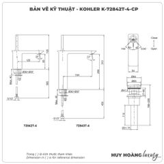 Vòi lavabo nóng lạnh KOHLER K-72842T-4-CP