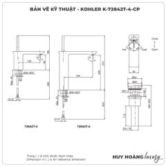 Vòi lavabo nóng lạnh KOHLER K-72842T-4-CP