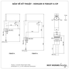 Vòi lavabo nóng lạnh KOHLER K-72843T-4-CP