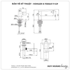 Vòi lavabo nóng lạnh KOHLER K-73054T-7
