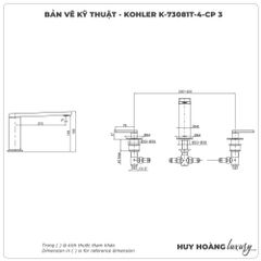 Vòi sen xả bồn tắm KOHLER K-73081T-4-CP 3 lỗ