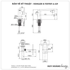Vòi lavabo nóng lạnh KOHLER K-73170T-4