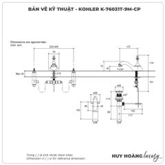 Vòi lavabo nóng lạnh 3 lỗ KOHLER K-76031T-9M-CP