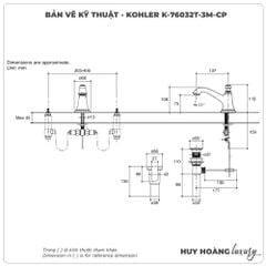 Vòi lavabo nóng lạnh 3 lỗ KOHLER K-76032T-3M-CP