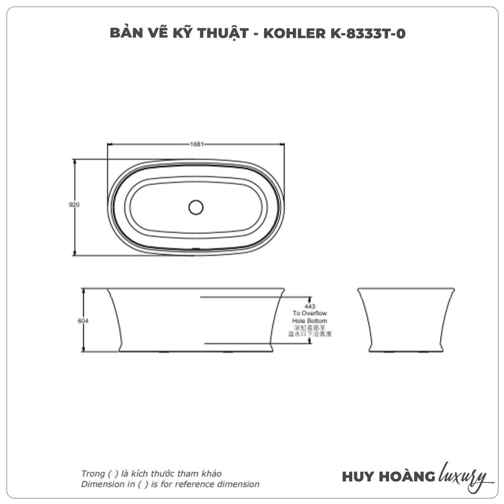 Bồn tắm đặt sàn KOHLER K8333T0 Lithocast chính hãngHUY HOÀNG LUXURY