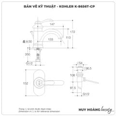 Vòi lavabo nóng lạnh KOHLER K-8656T-CP