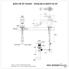 Vòi lavabo nóng lạnh KOHLER K-8657T-B-CP
