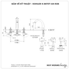 Vòi sen xả bồn tắm KOHLER K-8673T-4M-R2B 3 Lỗ