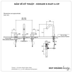 Vòi lavabo nóng lạnh 3 lỗ KOHLER K-942T-4-CP