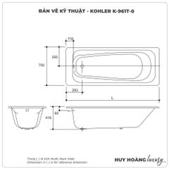 Bồn tắm xây KOHLER K-961T-0