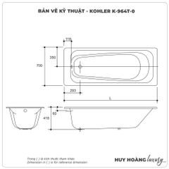 Bồn tắm xây KOHLER K-964T-0
