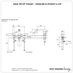 Vòi lavabo nóng lạnh 3 lỗ KOHLER K-97352T-4