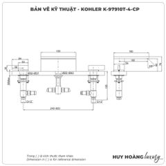 Vòi sen xả bồn tắm KOHLER K-97910T-4-CP 3 lỗ