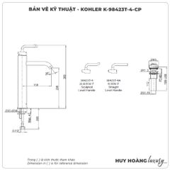 Vòi lavabo nóng lạnh KOHLER K-98423T-4-CP