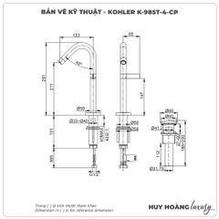 Vòi lavabo nóng lạnh KOHLER K-985T-4-CP