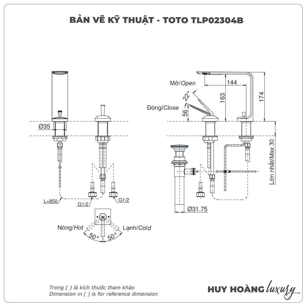 Vòi lavabo nóng lạnh TOTO TLP02304B - Nhập khẩu chính hãng– HUY HOÀNG LUXURY