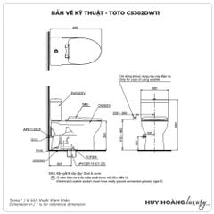 Bồn cầu 2 khối nắp rửa điện tử TOTO CS302DW11