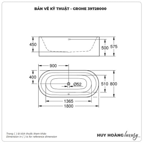 Bồn tắm đặt sàn GROHE 39154000 chính hãng | HUY HOÀNG LUXURY