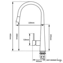 Vòi rửa bát nóng lạnh dây rút Crom DAELIM DL1901C