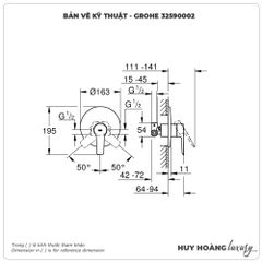 Mặt nạ bộ trộn sen âm GROHE 32590002