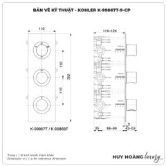 Mặt nạ cảm biến nhiệt KOHLER K-99867T-9-CP(4 chiều)