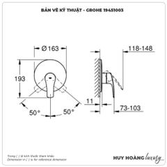 Mặt nạ bộ trộn sen âm GROHE 19451003